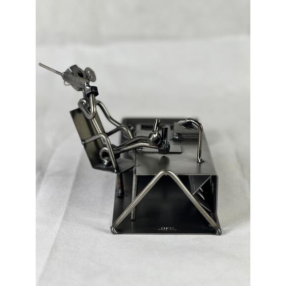 Hinz & Kunst Design Welded Metal Art Writing Desk Sculpture Nuts Bolts Work Book - Picture 15 of 15